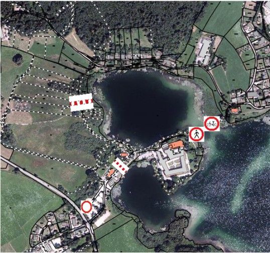 Sperrung Weg (Steg) Kirche Bräuhausen bis Klosterinsel mit dem Weg zwischen Klosterweg 1 und Fußgängersteg und dem Mozartweg ab der Mozarteiche und der Florianskapelle 